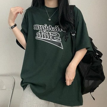Vuja de 純棉 t恤 短袖上衣女 字母印花 T恤 韓國上衣 oversize T恤 潮流衣服 寬鬆上衣 ins風