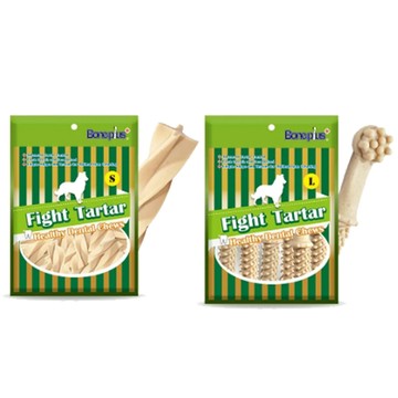 潔牙骨 【6入組】Bone Plus -牛奶動能雙頭潔牙骨/牛奶螺旋四星潔牙棒 (平裝包)-S/M/L 100g
