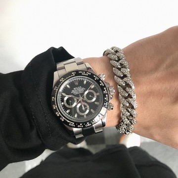 古巴手鏈男女純銀鑲鉆王嘉爾同款情侶一對歐美嘻哈潮hiphop冷淡風