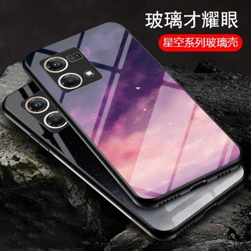 適用OPPO Reno7海外4G版手機殼全包防摔opporeno7彩繪玻璃保護套reno7國際版CPH2363網紅男女款reno74g外殼子
