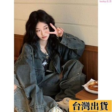 🌟新店優惠🌟外套 加大碼外套 牛仔外套女 春秋廢土風 水洗做舊 夾剋襯衫美式 複古寬鬆上衣 美式複古牛仔外套 上衣外
