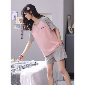 超火睡衣女夏季2025年新款純棉短袖短褲可愛少女夏天兩件套裝薄款
