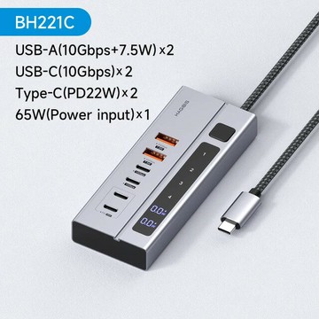 【日本代購】Hagibis USB C HUB Type-C 擴充塢 附 LED 顯示器的獨立開關 10Gbps USB C 分路器 適用於 Macbook Pro Air
