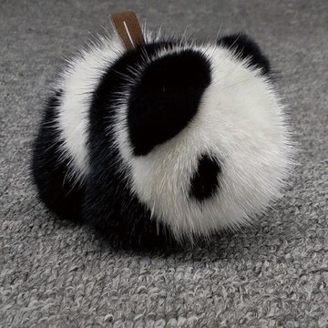 裘嘟嘟進口水貂毛小熊貓皮草掛件真毛背包掛飾鑰匙扣吊墜毛絨玩具