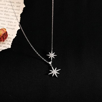 925純銀米字項鏈年新款女小眾設計感鎖骨鏈冷淡風毛衣鏈