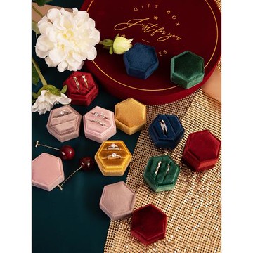 戒指盒高檔創意絨布戒指收納盒子珠寶首飾店鋪展示陳列道具飾品架