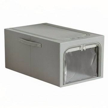 防潮衣物牛仔褲拉鍊收納箱/防潮大容量儲物盒 附把手 49L  47 x 35 x 30cm  深灰色  1個