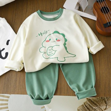 新款兒童德絨家居服打底衫簡約舒適保暖卡通套裝秋衣秋褲 童裝套裝 秋冬睡衣 男孩居家服 男童長袖睡衣 打底衫套裝 保暖內衣