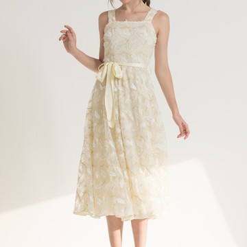 輕羽飛揚羽毛洋裝   米白