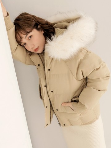 可拆式連帽防潑水鋪棉外套