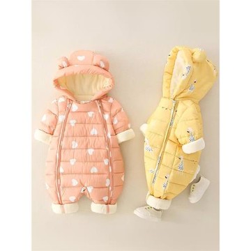 嬰幼兒羽絨棉服卡通保暖哈衣連體