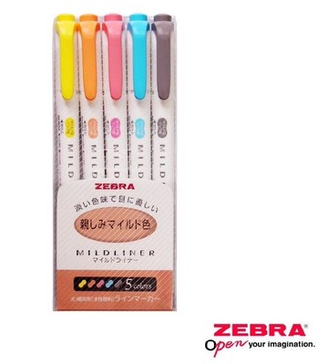 ZEBRA 斑馬 WKT7-N-5C MILDLINER 雙頭柔性螢光筆 親和系 (5色組)【APP滿額下單10%點數(單一帳號最高5000點)】1/31止