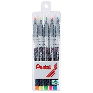 Pentel 飛龍 1.0~3.5mm 螢光筆五色套裝 /組〖S512-5〗