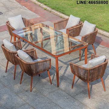 藤編桌椅 沙發椅 戶外家具 酒店家具 度假村家具 戶外沙發 庭院家具 躺椅 戶外桌椅組合 休閒家具 露營桌椅 商用家具 北歐戶外桌椅小戶型庭院休閑花園別墅巖板桌椅藤編防水防曬藤椅 支持訂製 免運到府 快速出貨