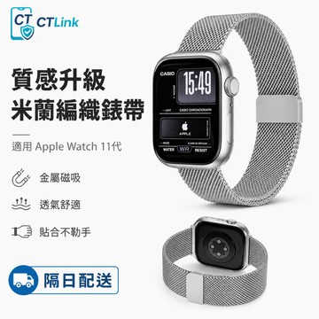 不鏽鋼錶帶 米蘭細款 雙節磁吸 適用 Apple Watch11 10 9 8 7 SE蘋果金屬錶帶 46mm 42mm