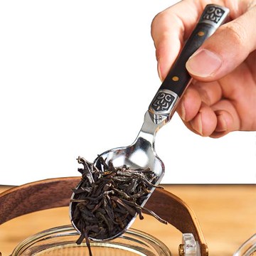 【PUSH!】品茗喝茶具 不銹鋼茶勺茶則茶鏟茶葉勺子取茶葉匙茶具配件黑檀圖騰茶勺T12-1