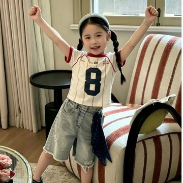 Mini baby🌷兒童活力球服短袖T恤女童夏裝又酷又颯寶寶運動風套裝
