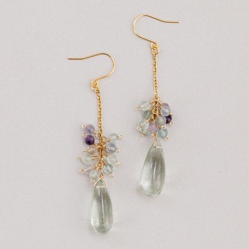 綠水晶 螢石 耳環 耳夾 耳環飾墜