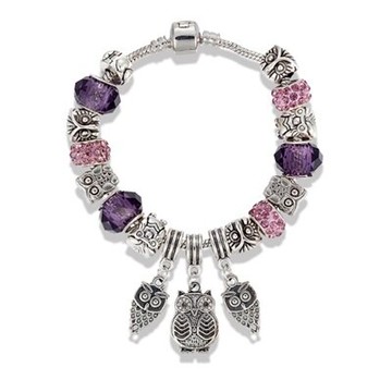 串珠手鍊 手環-水晶飾品歐美復古貓頭鷹吊墜情人節生日禮物女配件4色73kc6【獨家進口】【米蘭精品】