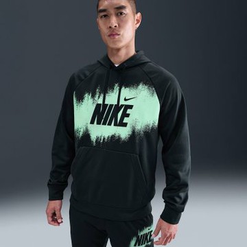 NIKE 長袖上衣 男 帽T 加絨 AS M NK TF FLEECE PO HD GFX 黑綠 HV4063-390 (2S4588)