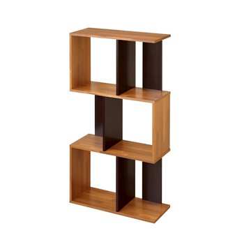 《HOPMA》田原三層開放式組合書櫃 台灣製造 屏風 收納櫃 三層櫃 儲藏櫃 書櫃 置物櫃 玄關櫃 門櫃 書架-黑胡桃配拼版柚木