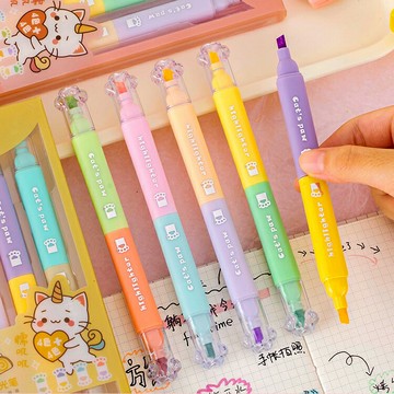 [Hare.D]8色貓爪雙頭螢光筆 迷你螢光筆 造型筆 造型螢光筆 趣味筆 禮品小禮物 婚禮小物兒童節