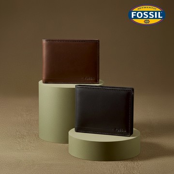 【FOSSIL 官方旗艦館】Allen 真皮可拆卡夾RFID防盜皮夾 (兩色可選)