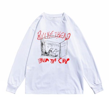 Buckethead雞桶哥搖滾電吉他個性長袖T恤圓領寬松純棉男女街頭潮