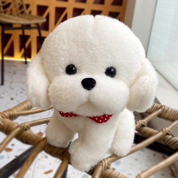 兒童毛絨玩具狗狗小白犬公仔可愛仿真小狗布娃娃床上玩偶生日禮物