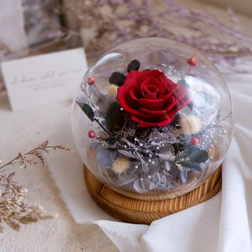 *濃愛*七夕情人節/濃情深紅色/玻璃鐘罩(無燈)/告白/結婚周年紀念