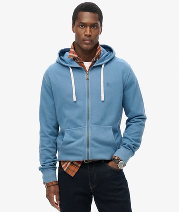 Superdry Men's Classic Essential Zip Hoodie Blue Size: S
