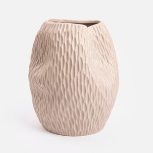查莉不規則陶瓷花器28.5cm 米白