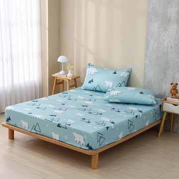 單人床包枕套組/美國棉授權品牌 / 哈肯小熊 [鴻宇] 台灣製 - 2507藍