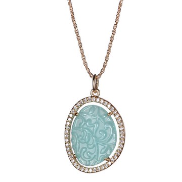 緣玉復古雕紋鑲鑽項練(共兩色)鋯石|樹脂