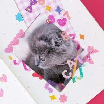 🍋檸檬青🍋清倉現貨繽紛世界系列8款單張入無需自裁鐳射閃閃PET防水貼紙手帳相框照片裝飾素材