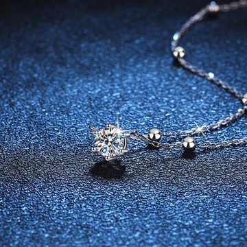 【巴黎精品】莫桑鑽項鍊925純銀吊墜-0.5ct滿天星六角鎖骨鍊女飾品a1cn29