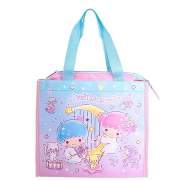 【震撼精品百貨】Little Twin Stars KiKi&LaLa_雙子星小天使~三麗鷗 雙子星尼龍手提方形便當袋*99757