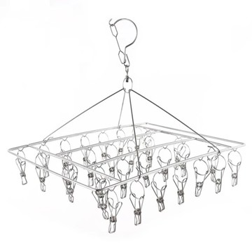 iRoom 優倍適 防風款不鏽鋼方形曬衣襪架 30夾  35.5 x 28cm  銀色