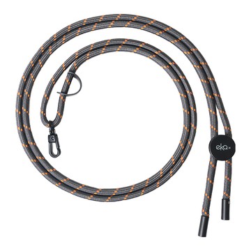 ekax 粗斜圓繩背帶 6mm圓繩 聚酯纖維 五金 PU皮革 78.5公分  織紋灰橘  1條