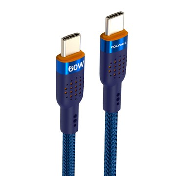 POLYWELL 寶利威爾 USB CM-CM Cable 充電線 PW15-W45-A398  1m  橘色 + 藍色  1條