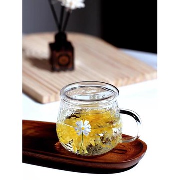 玻璃水杯家用耐熱防爆花茶杯微波爐加熱杯女牛奶麥片杯帶把咖啡杯