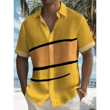 Beach 3D plus-size short-sleeved shirt海灘3D印花大碼短袖襯衣