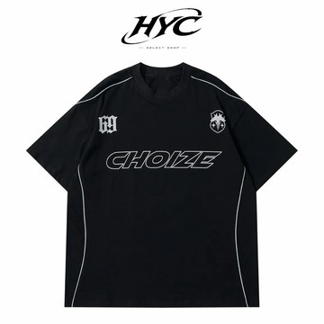 [HYC] Choize 微反光 賽車衣感 復古 短袖 寬鬆 OVERSIZE 暗黑 美式 街頭 上衣【18888】