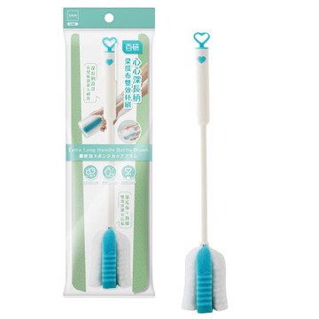 百研心心深長柄菜瓜布雙效杯刷刷(1入)