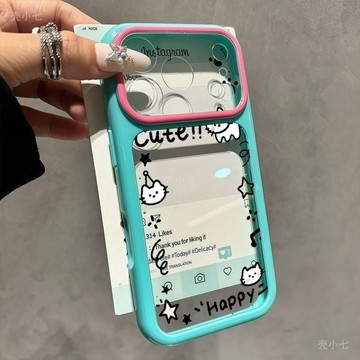 簡約相框小貓適用iPhone蘋果18 17e 16/15pro防摔14/13防護保護殼12/11手機殼 潮