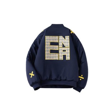 美式休閑字母刺繡加厚棒球服外套男女情侶秋冬寬松飛行員夾克棉服