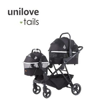 unilove.tails 英國 Dlxtour好好推雙籃寵物推車-大提籃L(黑)+小提籃S(黑)