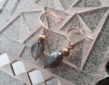 拉長石 ◇ K14GF ◇耳针/耳夾