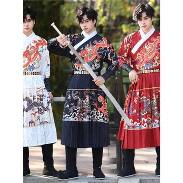 原創漢服明制飛魚服男女情侶同款龍袍錦衣衛曳撒日常非古裝伴郎服