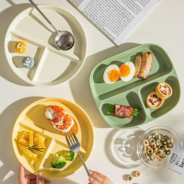 陶瓷分格盤兒童餐盤減脂分隔飯盤一人食早餐盤水果盤子菜盤家用